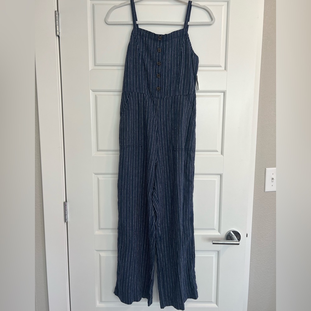 Brand new, never worn XS Old Navy striped blue jumpsuit